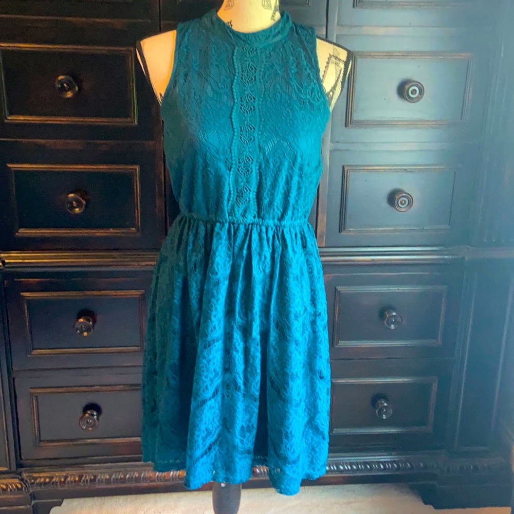 Teal lace dress for girls